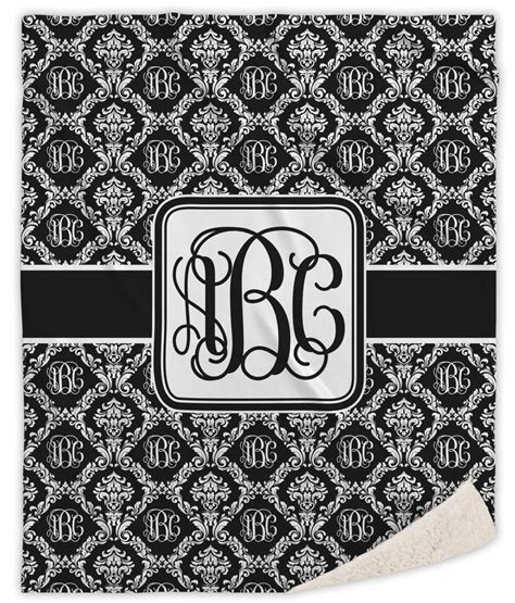 Custom Monogrammed Damask Sherpa Throw Blanket (Personalized ...