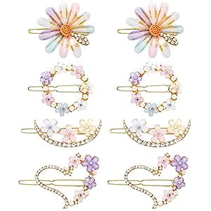 hkd 8 Piece Korean Style Flower Metal Hair Lock Pin, Hair Clips Hair ...