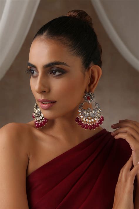 Sarai Red Victorian Polki Dangler Earrings - Swabhimann Jewellery ...