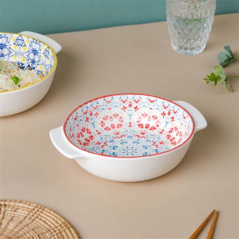 Mandala Red Floral Baking Dish With Handle 8.5 inch Online - Premium ...