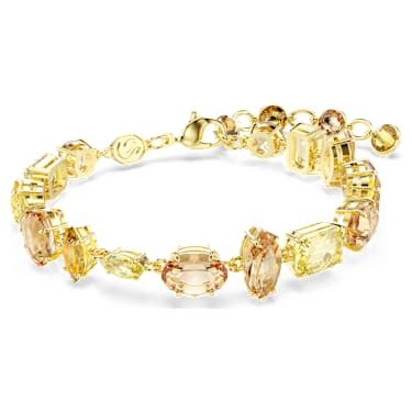 Gema bracelet, Mixed cuts, Yellow, Gold-tone plated | Swarovski