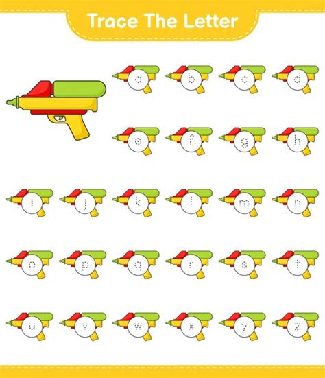 Śledź list. Śledzenie alfabetu litery z pistoletem na wodę. Gra ...