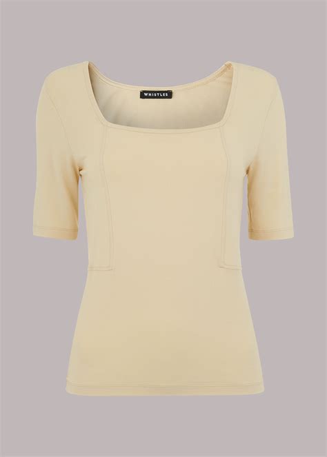 Stone Square Neck T-Shirt | WHISTLES | Whistles UK