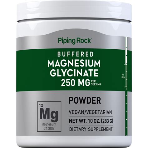 Magnesium Glycinate Powder, 250 mg (per serving), 10 oz (283 g) Bottle