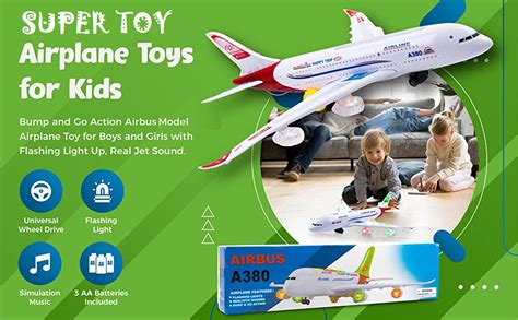 SUPER TOY Battery Operated Aeroplane Toy for Kids with Light and Sound ...