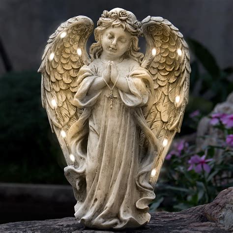 Amazon.com: Napco LED Solar Praying Angel Grey 10.75 x 8.5 Resin ...