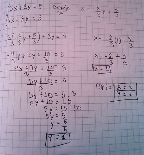 3x+2y=5 2x+3y=5 indicar el valor - Brainly.lat
