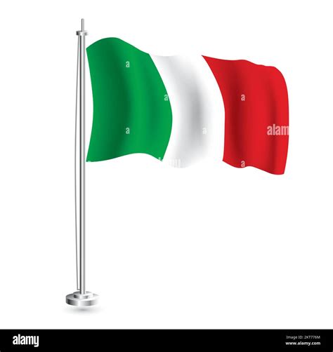 Italian Flag. Isolated Realistic Wave Flag of Italy Country on Flagpole. Vector Illustration ... - country flag of italy