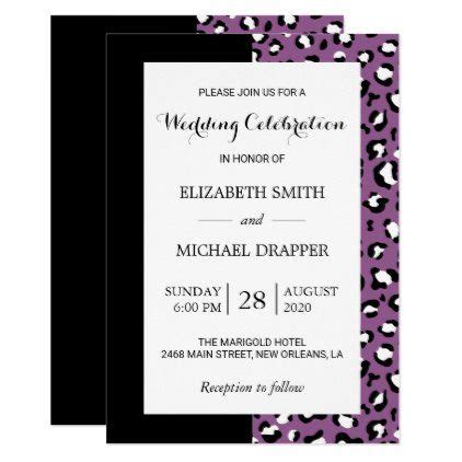 Leopard Print Purple Wedding Invitation