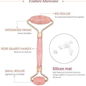 FEDDE Rose Quartz Face Massager Roller Double Sided Jade Roller Tool ...