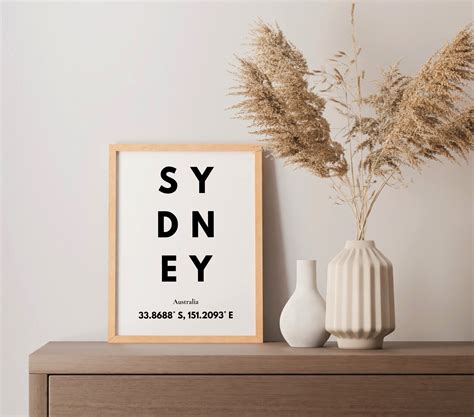 Sydney Australia Coordinates PRINTABLE, Office Wall Art, Address Sign ...