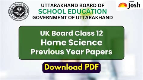 UK Board UBSE Home Science Previous Year Question Paper Class 12 with ...