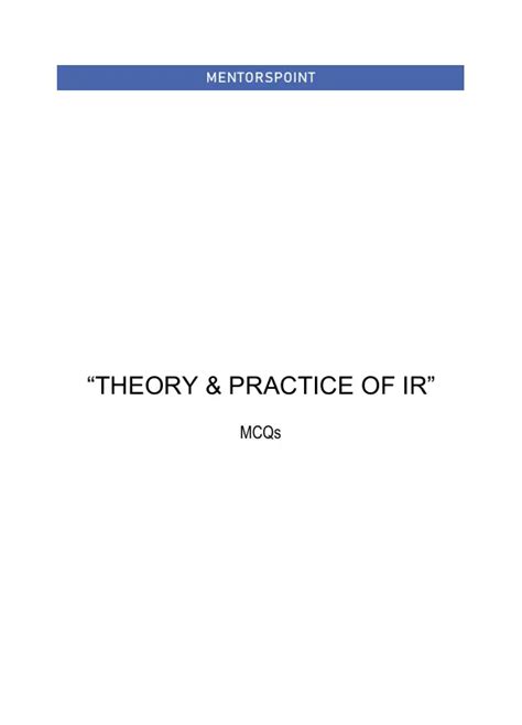 Theory & Practices of IR | mentorspoint