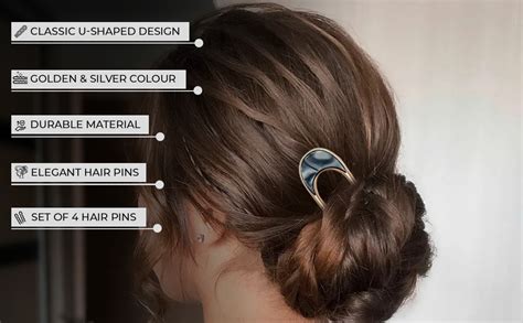 MAYCREATE 4Pcs Magic Grip Hair Pins For Women, Metal Bun Dtick For Hair ...