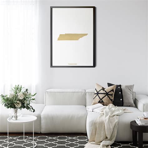 Gold Foil Tennessee Map Art, State Silhouette Print (digital Download ...