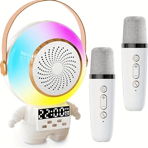 Caixa de Som Astronauta Portátil Bluetooth Karaoke RGB Relógio ...
