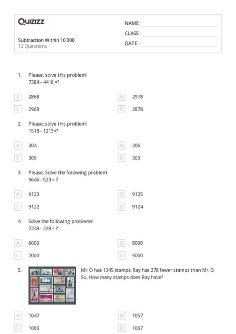 50+ Subtraction Within 10 worksheets for 3rd Class on Quizizz | Free ...