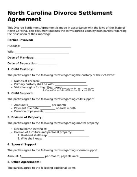 Download North Carolina Divorce Settlement Agreement Template - NC ...