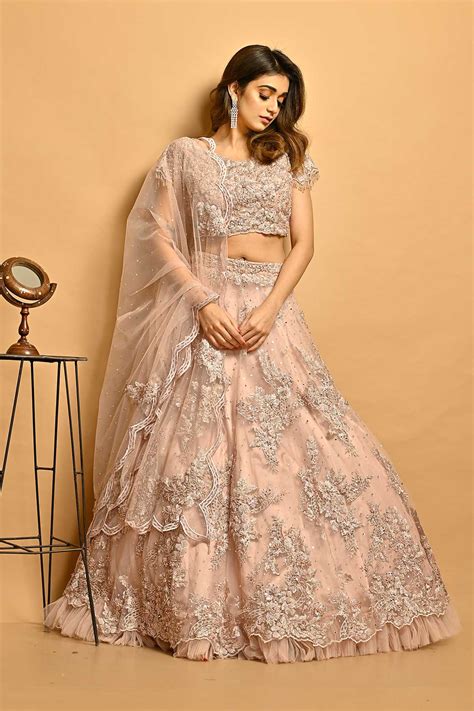 Nirmal Creations "Roseate" Dusty Pink Heavy Embroidered Lehenga ...