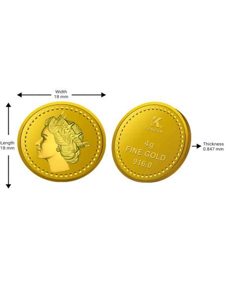 Kundan Queen Gold Coin Of 4 Grams Gold in 22 Karat 916 Purity / Fine