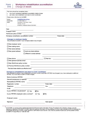 Fillable Online Workplace rehabilitation accreditation Change of ...