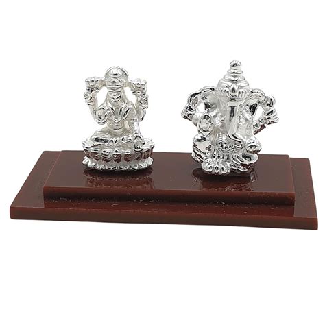 Sahiba Gems 999 Silver Chandi Small Size Lord Laxmi & Ganesh G Murti ...
