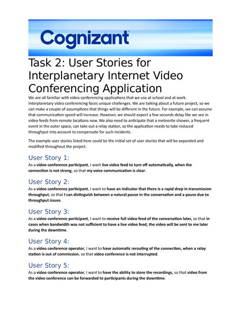 Task 2 Model Answer C - lN6(aHOyQxq - Task 2: User Stories for ...