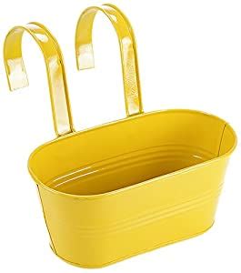 Green Girgit Metal Small Oval Railing Planter, 20.32 cm x 8.89 cm x 17. ...