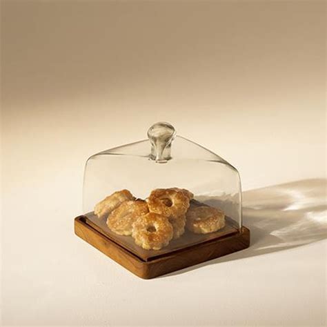 Ellementry Cake Square Glass Cloche | Glass Cake Stand & Dome ...