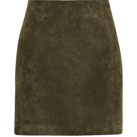 Khaki suede mini skirt