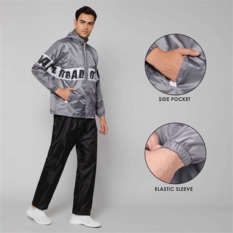 THE CLOWNFISH Road Rider Men's Waterproof Raincoat Polyester Double ...