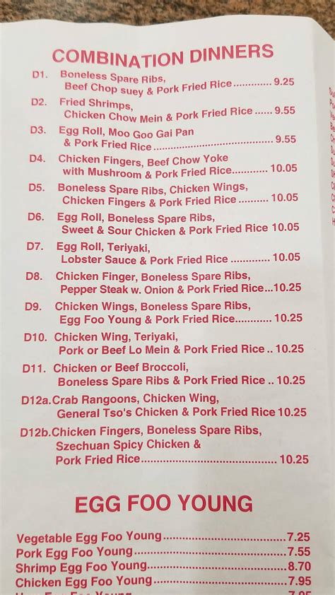 Menu at Wah Sing Chinese & Polynesian Cuisine restaurant, Franklin, 285 ...