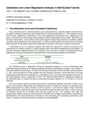 Fillable Online Calibration and Linear Regression Analysis - Chemistry ...