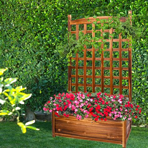 Large Raised Garden Bed Planter Box with Trellis Flower Climbing Indoor ...