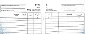 Bapuji Form D See Rule 6 Register Book Under The Equal Remuneration Act ...