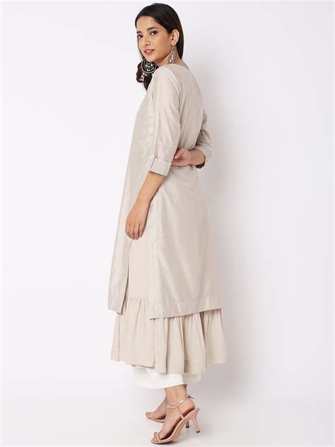 Buy Nylangan Women's Grey Shantoon Embroidered Kurta - Ethnicity)