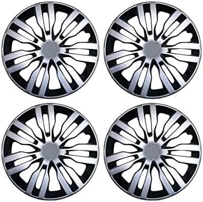 PRIGAN 14 Inch Black Silver Wheel Cover (Available in 12,13,14,15,16,17 ...