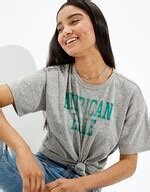 Buy American Eagle Women Grey Graphic T-Shirt Online - 605439