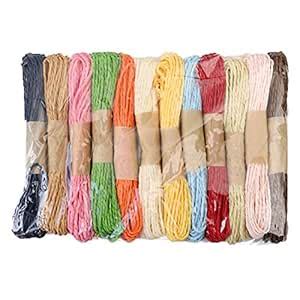 Healifty Paper Raffia Craft Twine DIY Colorful Twisted String Strap ...