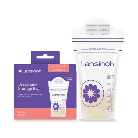 Buy Lansinoh Breast Milk Pre Sterilised Storage Bag -White,100 Pieces ...
