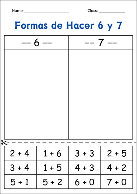 Formas de Hacer 6 y 7 Hojas de Trabajo - Ways to Make 6 and 7 in Spanish | Teaching Resources