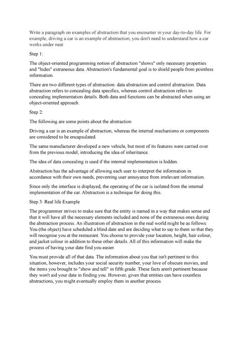 Abstraction in real life - Write a paragraph on examples of abstraction ...