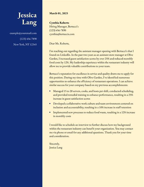 Assistant Manager Cover Letter Examples and Templates for 2025 ...