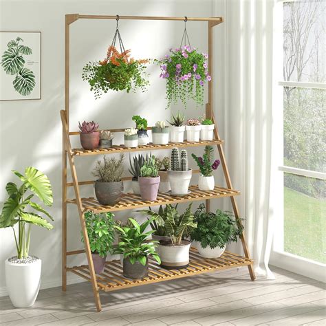 Veakoo Bamboo Hanging Plant Stand Indoor, Large 3 India | Ubuy
