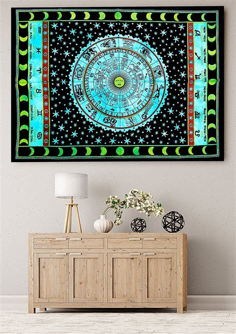 Handicraft-Palace Turquoise Astrology Mandala Printed Poster Cotton ...