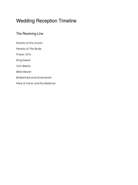 Wedding Reception Timeline 的图像结果