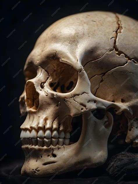 Detailed human skull side profile 4k quality | Premium AI-generated image
