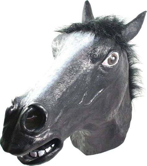 Buy Realistic Black Horse Mask: Full Face Rubber Latex with Faux Fur ...
