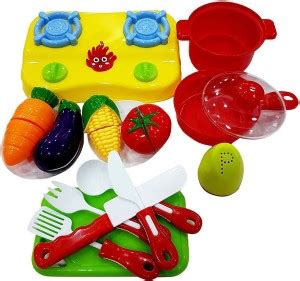 TOYSHINE 17 Pcs Kitchen Set Cum Vegetable Cutting Play Set, Realistic ...