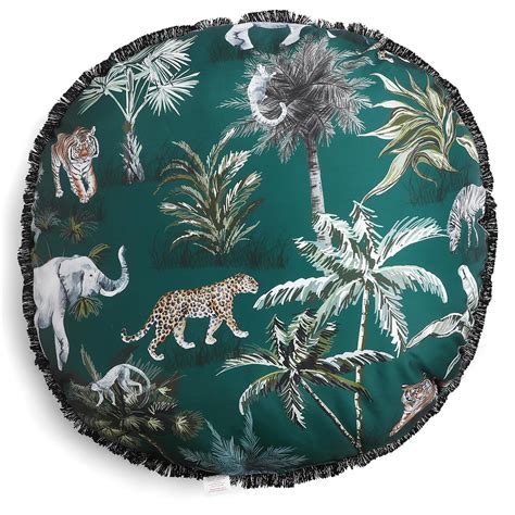 Boho Jungle Outdoor Floor Cushion - Green | Wilko